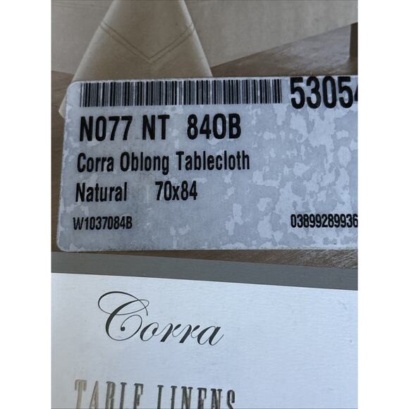 NEW Waterford Linens Corra Tablecloth Oblong 70" x 84" Natural Linen Cotton - Picture 5 of 8